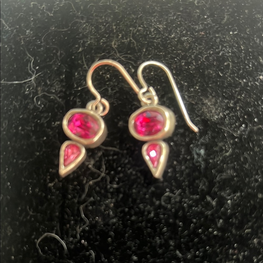 Pink Stone Drop Earrings